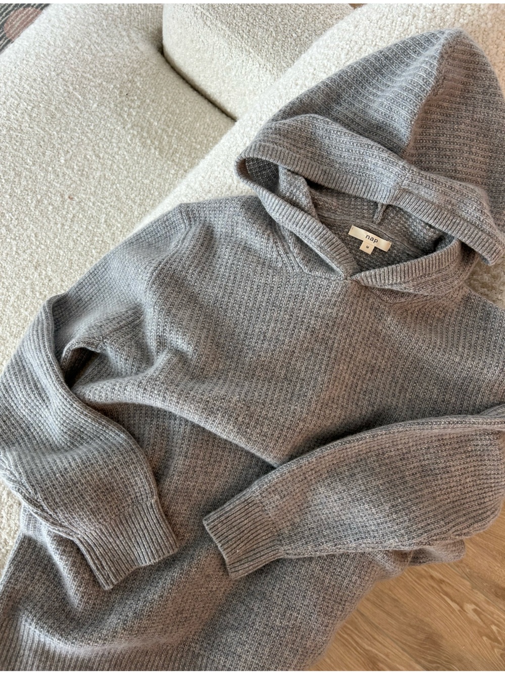 Nap 100% Cashmere Hooded Sweater Gray M